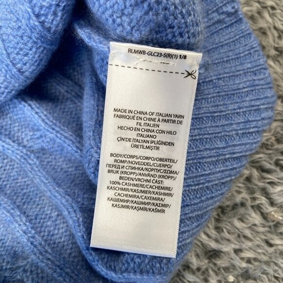 $398 Polo Ralph Lauren The Iconic Cable Knit Cashmere Sweater SZ Large Men Blue - Picture 6 of 9